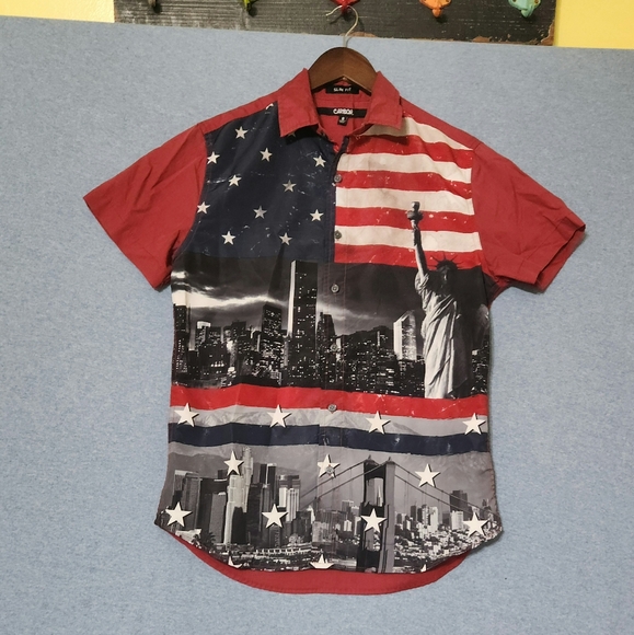 Carbon Other - Carbon Red and Black Casual Button Down Shirt